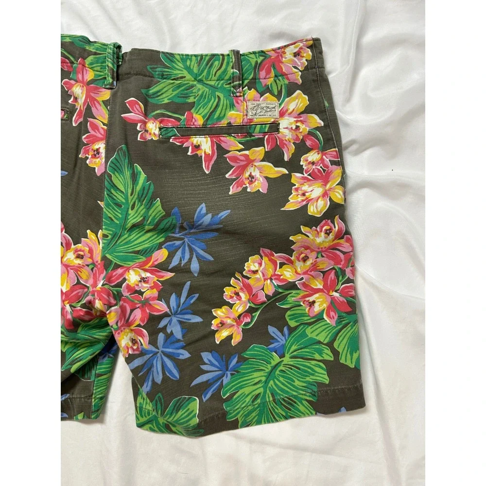 Polo Ralph Lauren Mens 36 Tropical Floral Shorts Straight Fit Green Pink Orchid